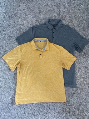 Set of 2 Men's Heathered Golf Polo Shirt - Casual Short Sleeve Size XL